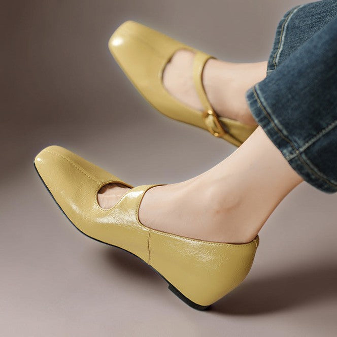 Women's Leather Mary Jane Wedge Shoes – Viora