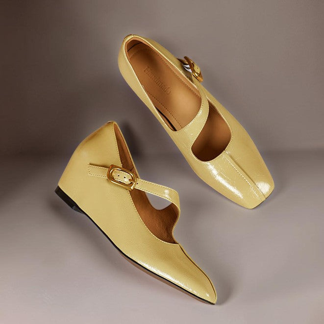 Women's Leather Mary Jane Wedge Shoes – Viora