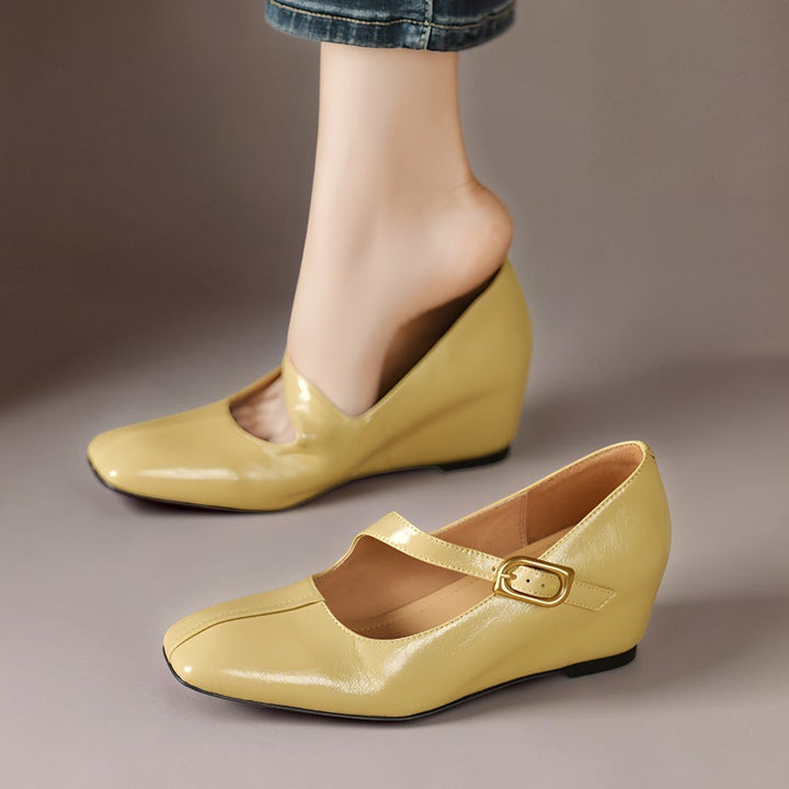 Women's Leather Mary Jane Wedge Shoes – Viora