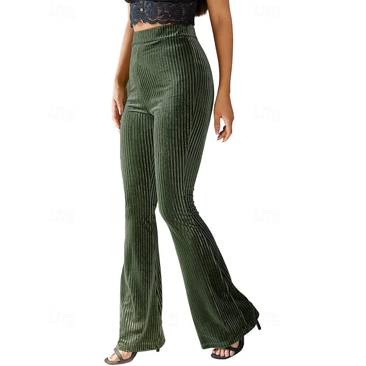 Women's Ribbed High-Waist Flared Trousers
